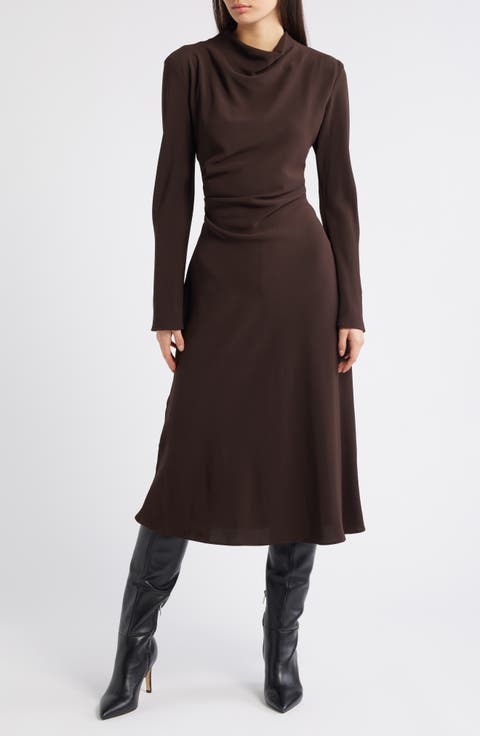 Caro Ruched Long Sleeve Maxi Dress
