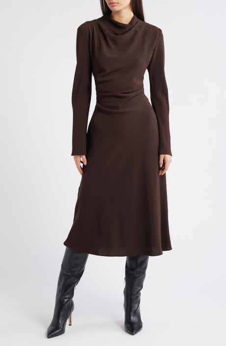 MANGO Caro Ruched Long Sleeve Midi Dress