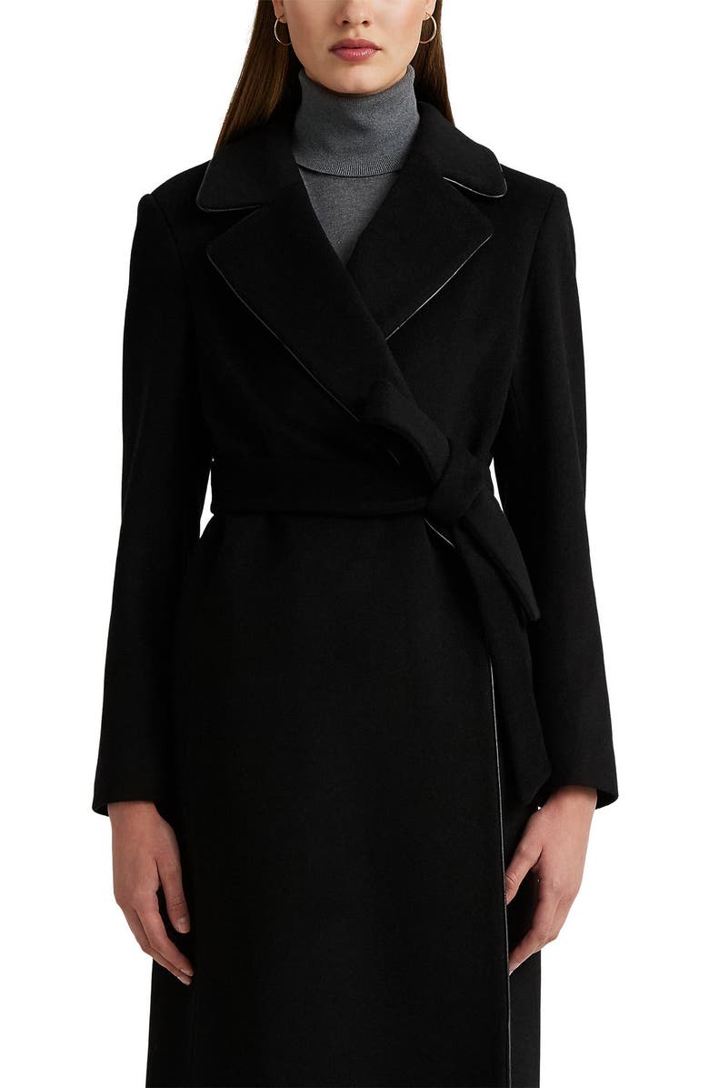 Lauren Ralph Lauren Belted Wool Blend Wrap Coat, Alternate, color, 