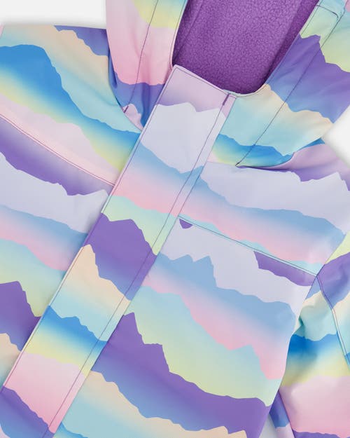 Deux Par Deux Kids Unisex Printed Mid-season One-piece Outerwear Mauve And Blue, Pink Mountain In Purple