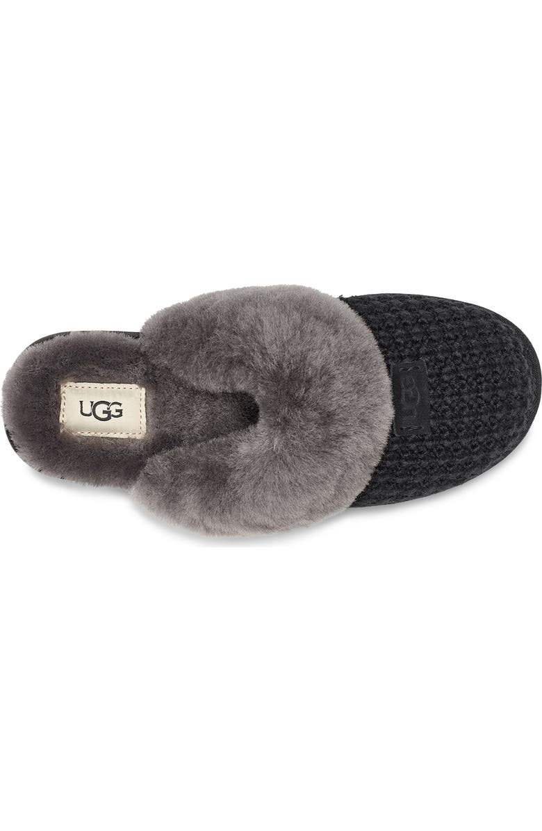 UGG<sup>®</sup> Cozy Knit Genuine Shearling Slipper, Alternate, color, Black Knit