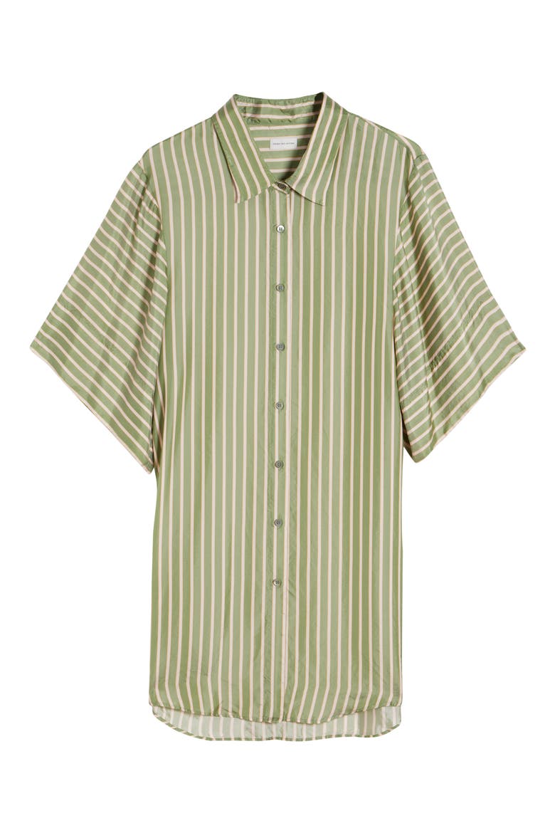 Drea Stripe Satin Shirtdress, Alternate, color, GREEN