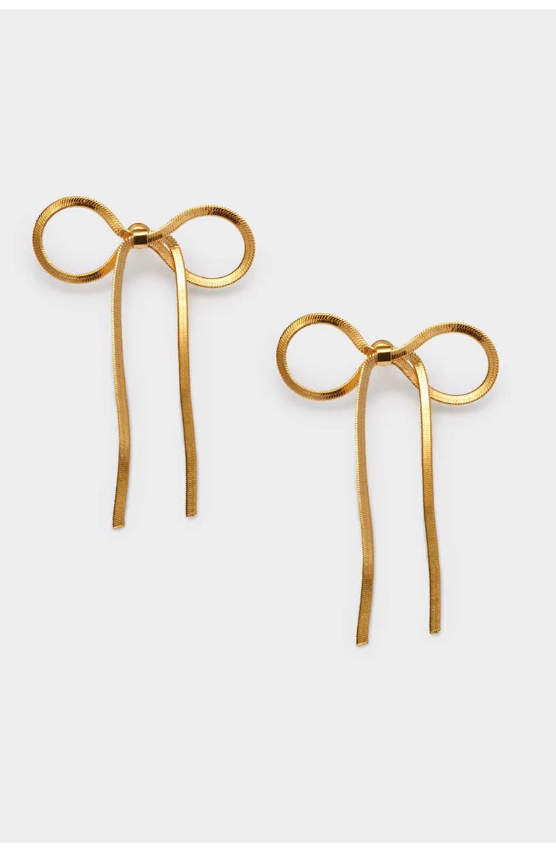 Katie Loxton Amelie Waterproof Gold Bow Oversized Earrings, Main, color, Gold