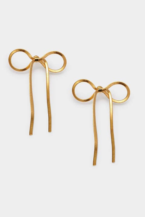 Amelie Waterproof Gold Bow Oversized Earrings