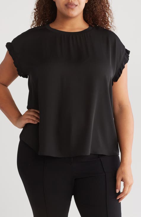 Ruffle Cap Sleeve Top (Plus)