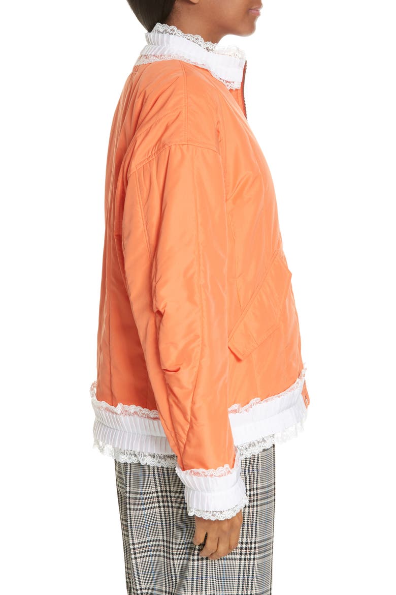 Lace Trim Track Jacket, Alternate, color, ORANGE