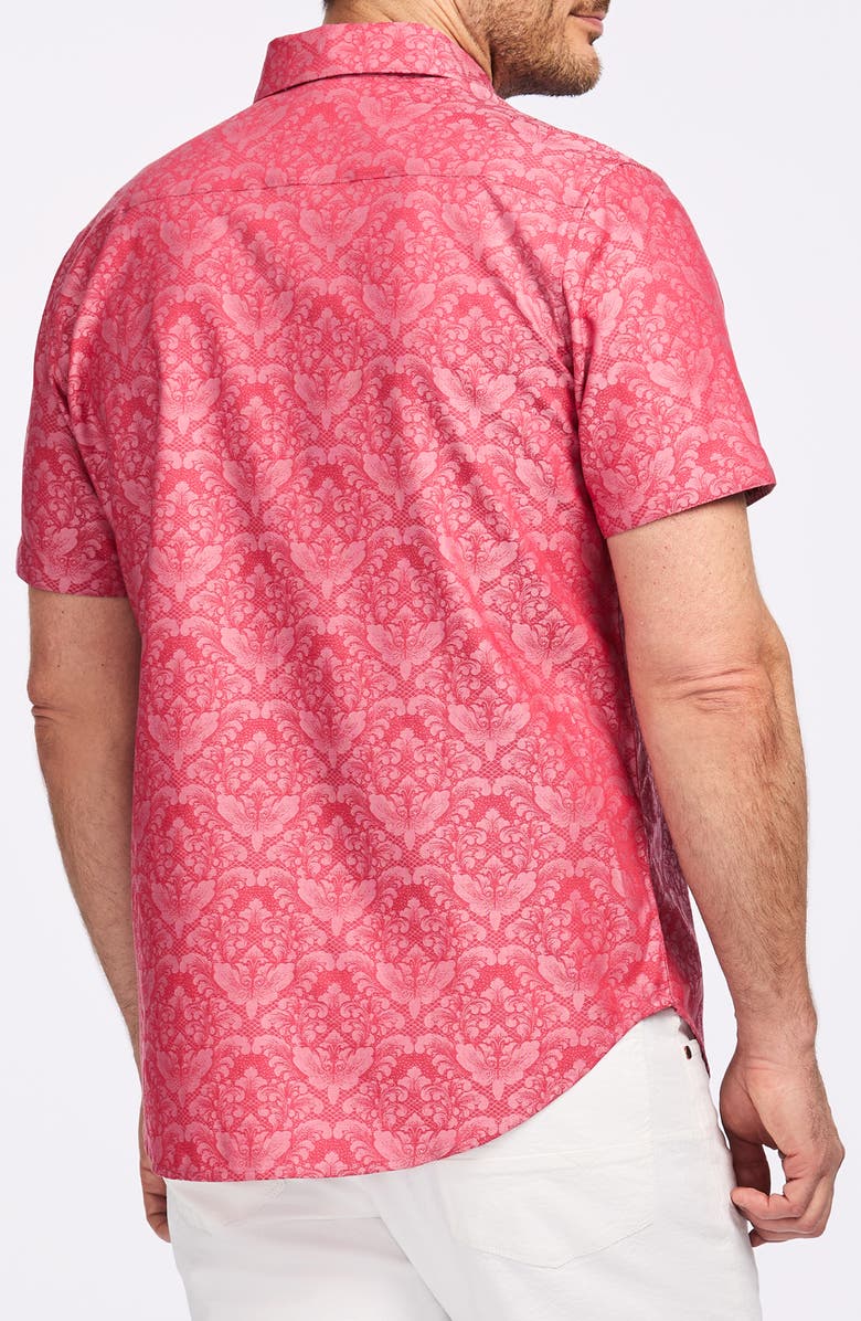 Robert Graham Bayview Short Sleeve Cotton Button-Up Shirt, Alternate, color, Red