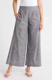 Renee C Stripe Linen & Cotton Wide Leg Pants