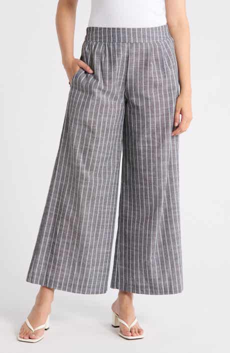 Renee C Stripe Linen & Cotton Wide Leg Pants
