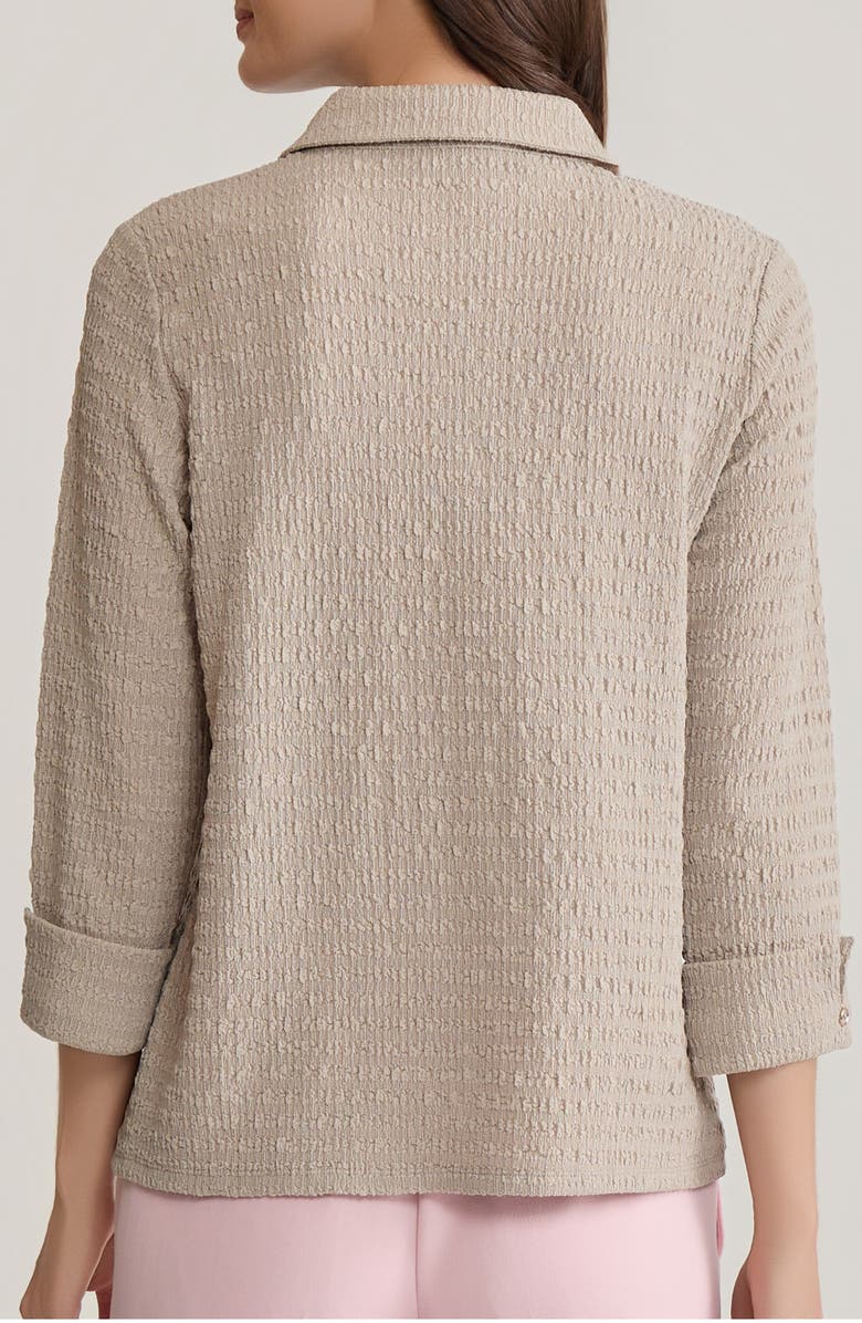 KASPER Ridge Knit Button-Up Shirt, Alternate, color, Summer Straw