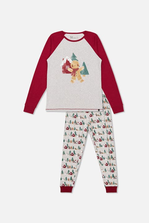 Men Christmas Organic Cotton Top Pants Two Piece Pajama Set