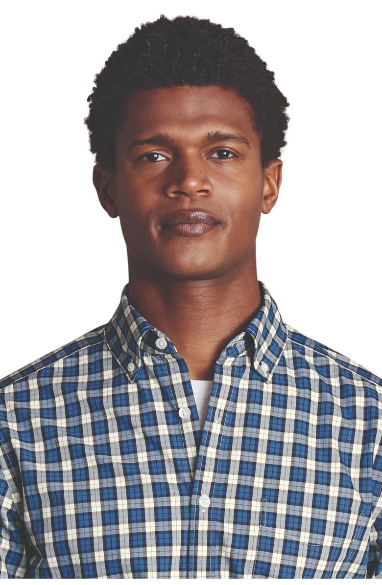 Charles Tyrwhitt Slim Fit Plaid Check Non-Iron Stretch Poplin Shirt, Alternate, color, Ocean Blue