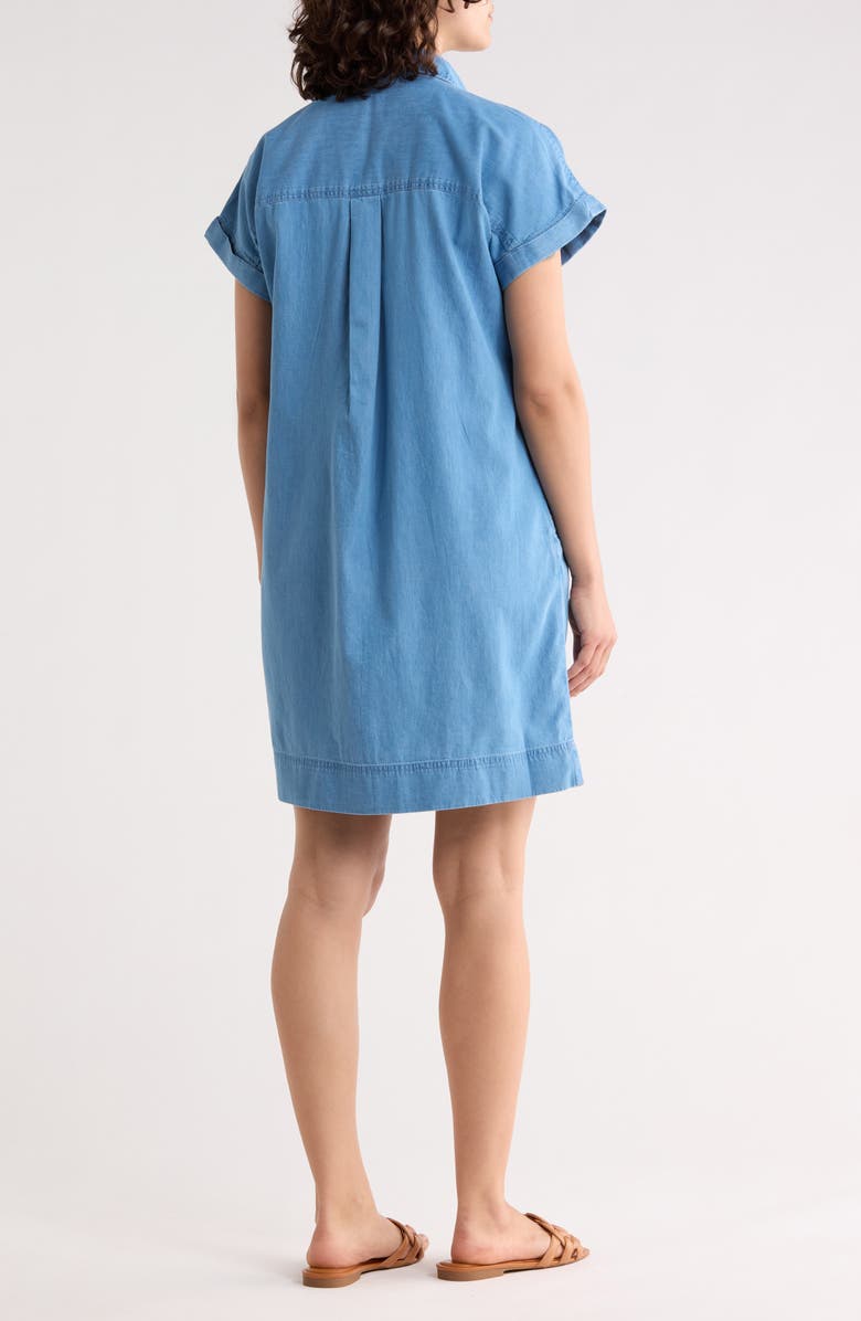 beachlunchlounge Beaux Boxy Short Sleeve Denim Shirtdress, Alternate, color, Medium Wash