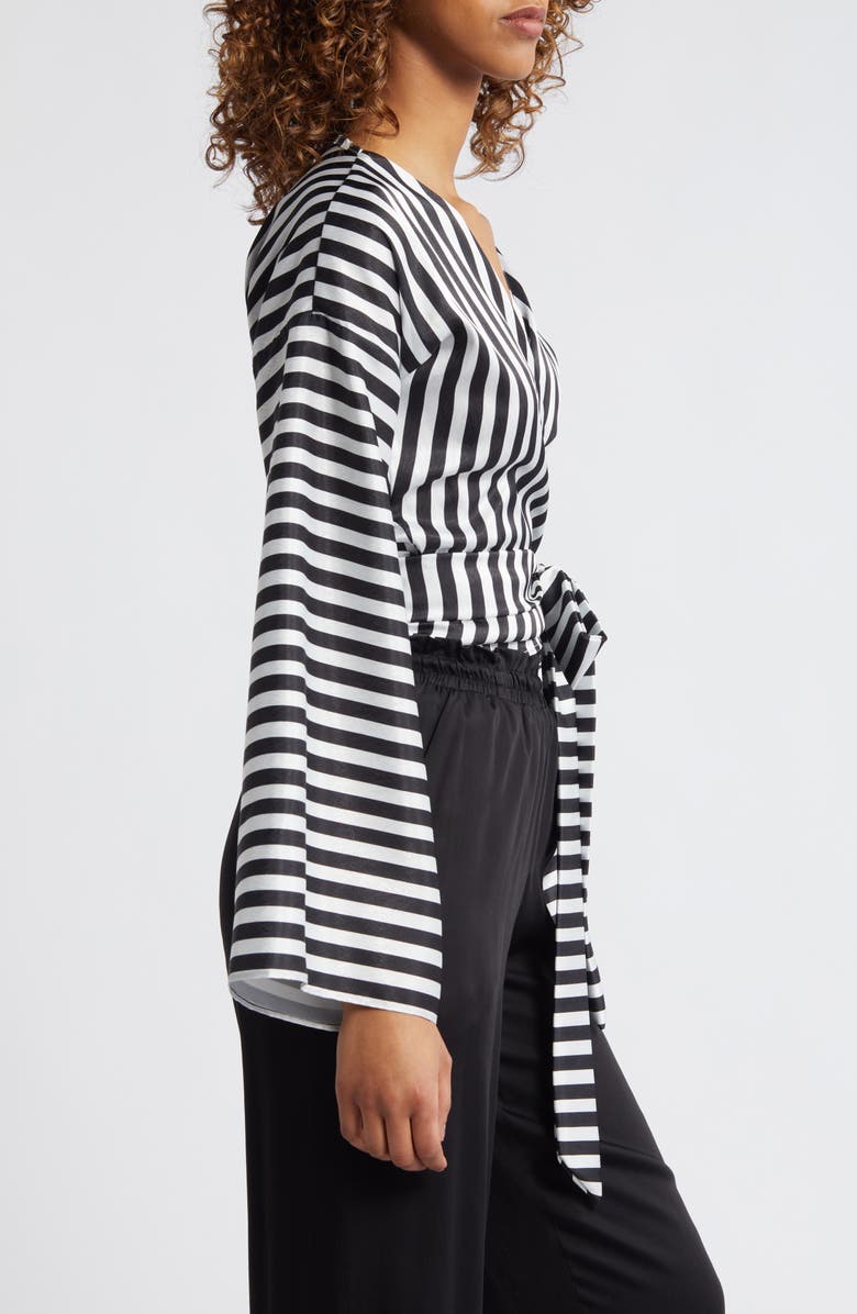 DIARRABLU Fatu Stripe Wrap Blouse, Alternate, color, 
