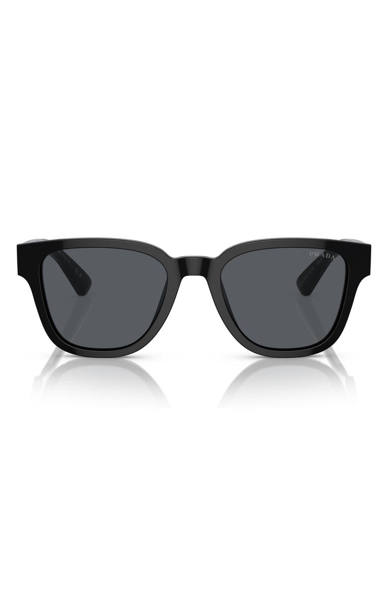Prada 52mm Pillow Sunglasses, Main, color, Black
