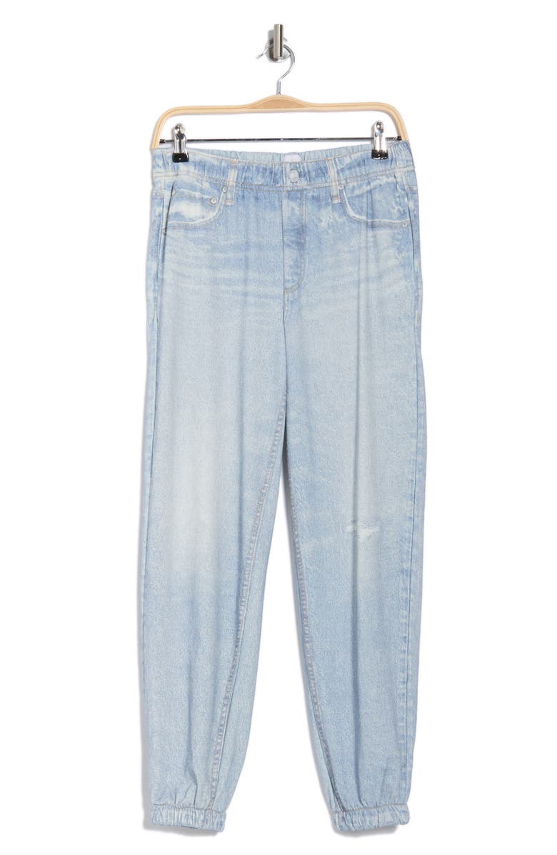 ECRU Mirage Denim Printed French Terry Joggers, Alternate, color, Light Wash