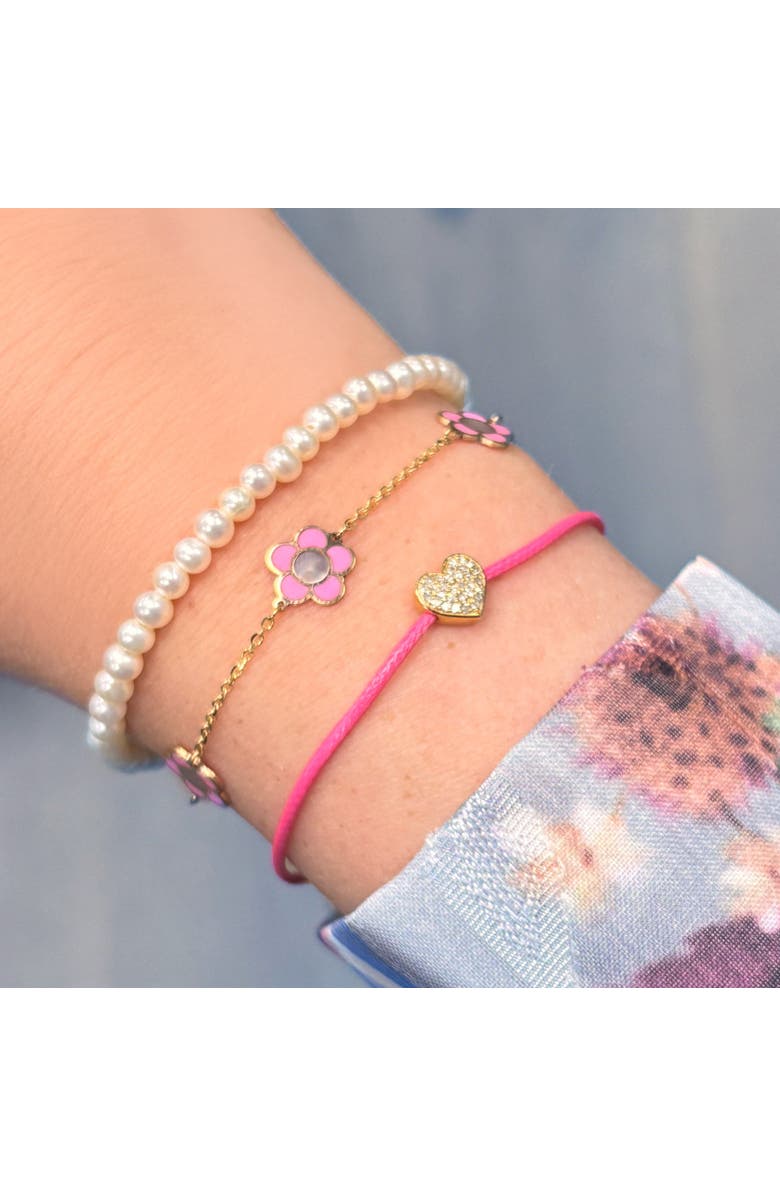 The Lovery Fine Jewelry Bubblegum Pink Daisy Bracelet, Alternate, color, Bubblegum Pink