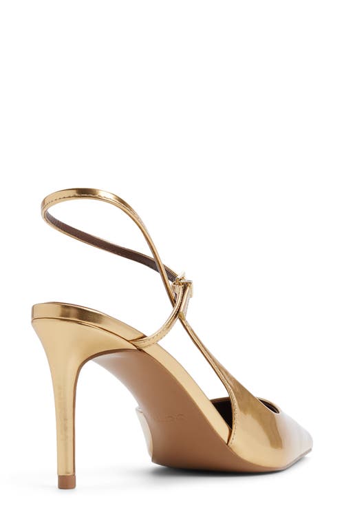 Aldo Kymmberly Ankle Strap Pointed Toe Pump In Gold