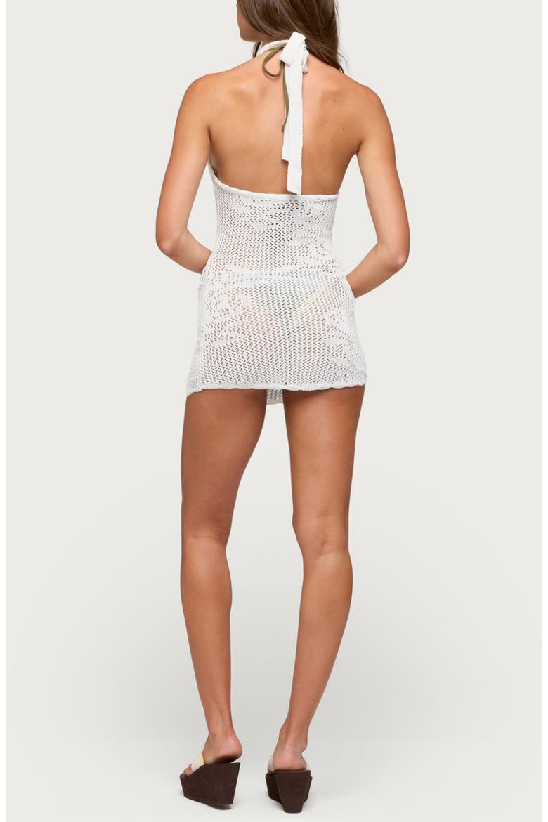 Lazuz Crochet Halter Minidress, Alternate, color, WHITE