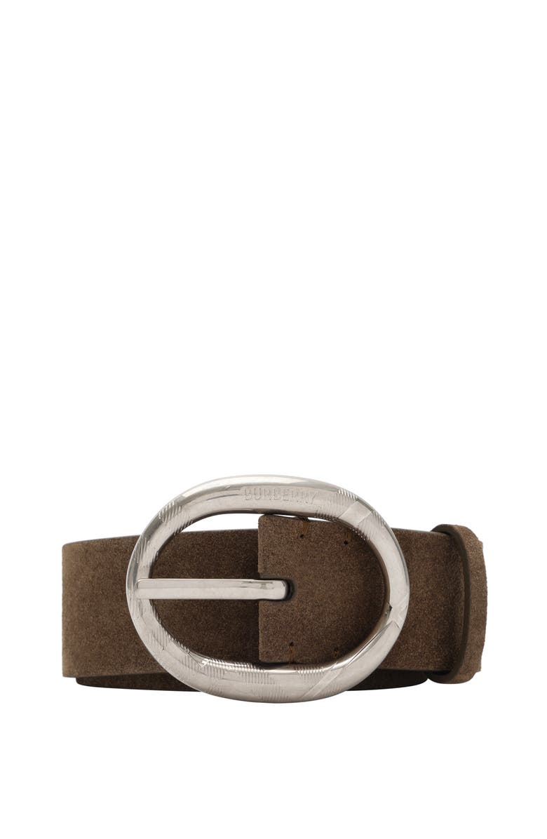 Burberry Suede Bloomsbury Belt, Main, color, Military Brown