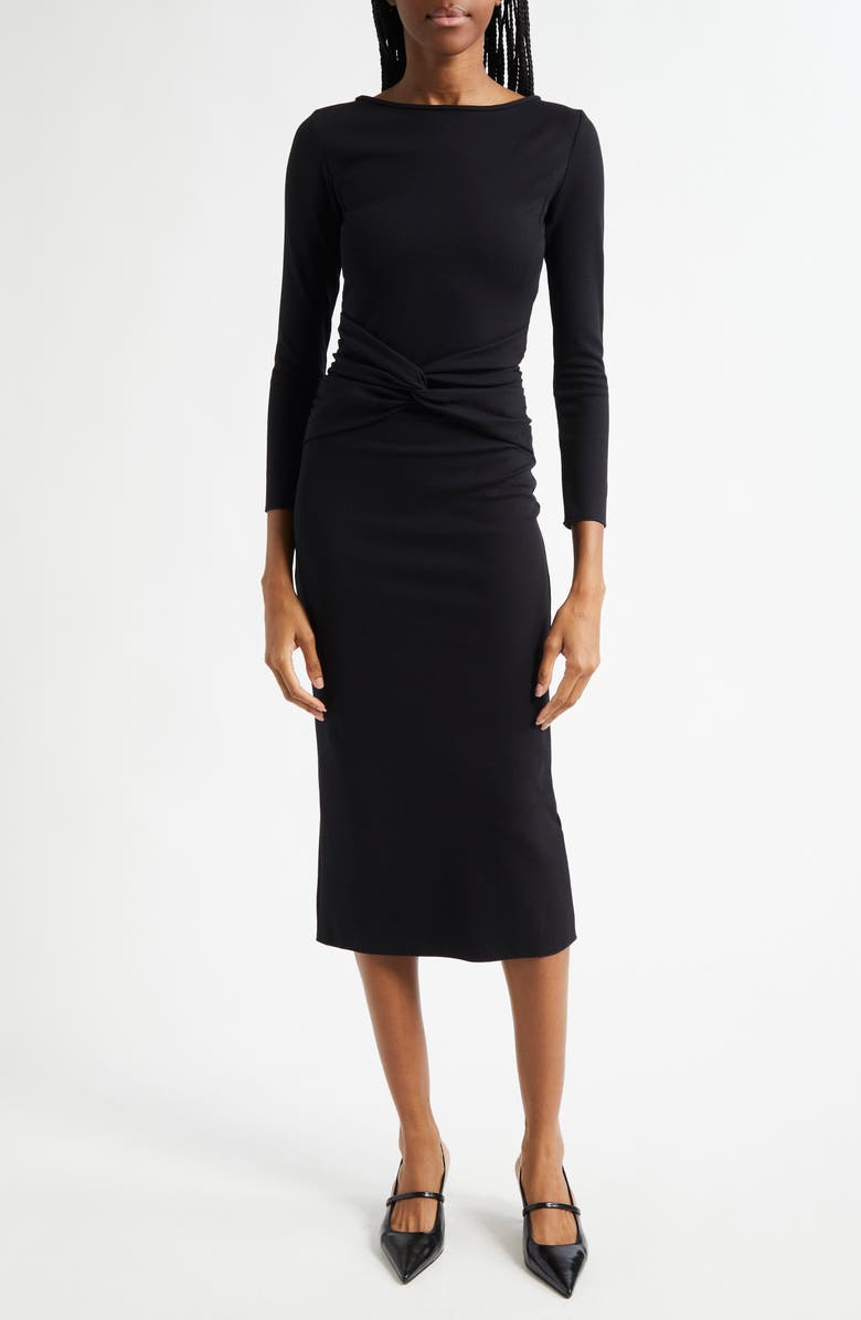 Emporio Armani Punto Milano Long Sleeve Jersey Dress, Main, color, Black