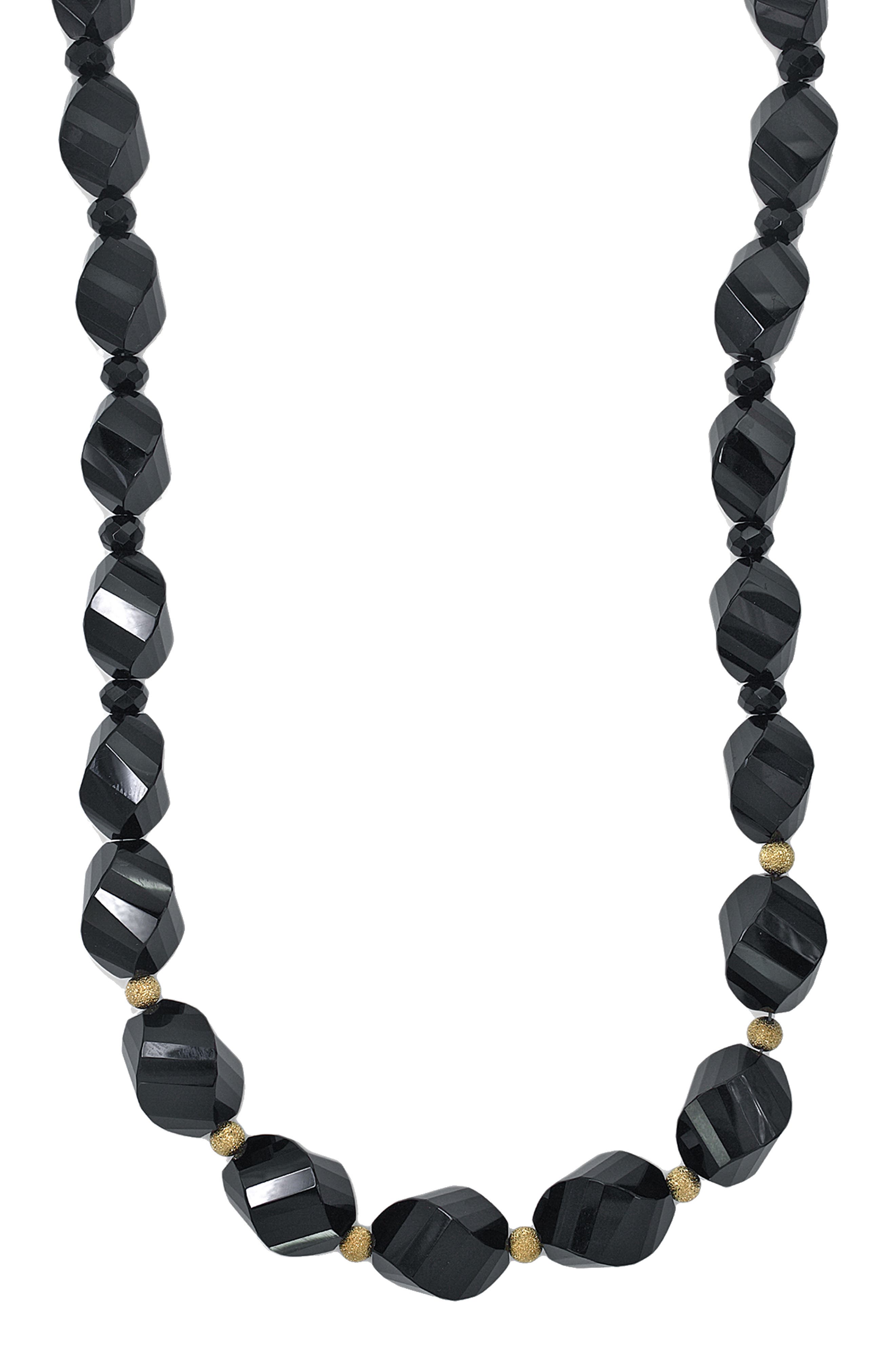 EFFY 14K Yellow Gold Onyx Beaded Necklace