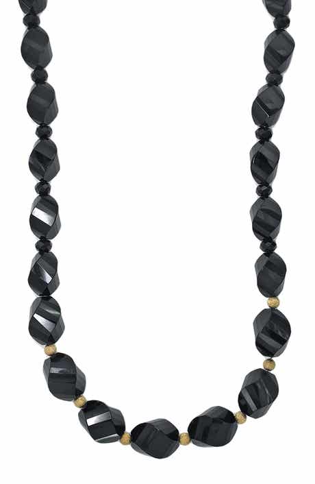 EFFY 14K Yellow Gold Onyx Beaded Necklace