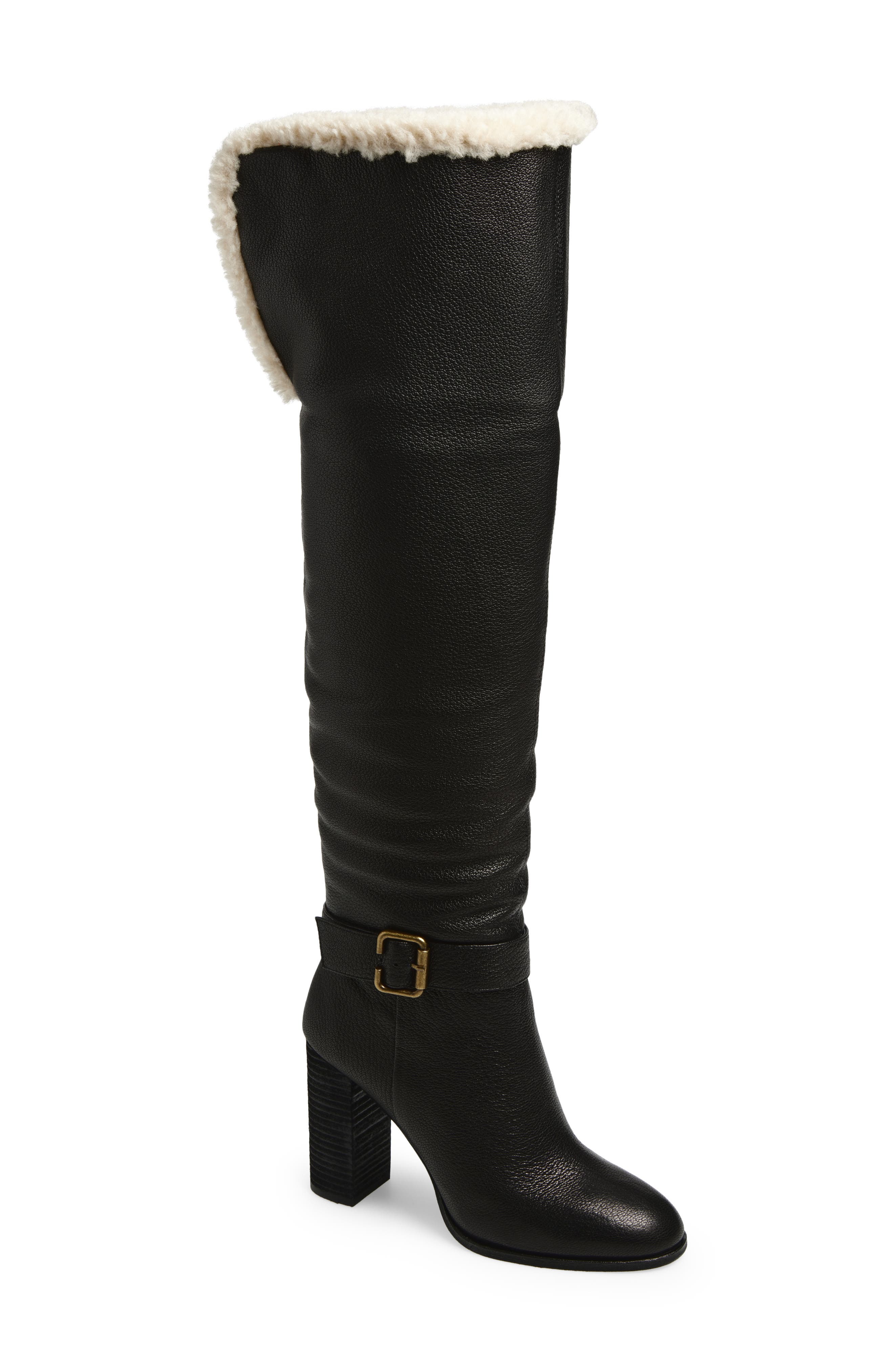 Jeffrey Campbell Nestle Knee High Boot, Alternate, color, Black Crinkle Beige
