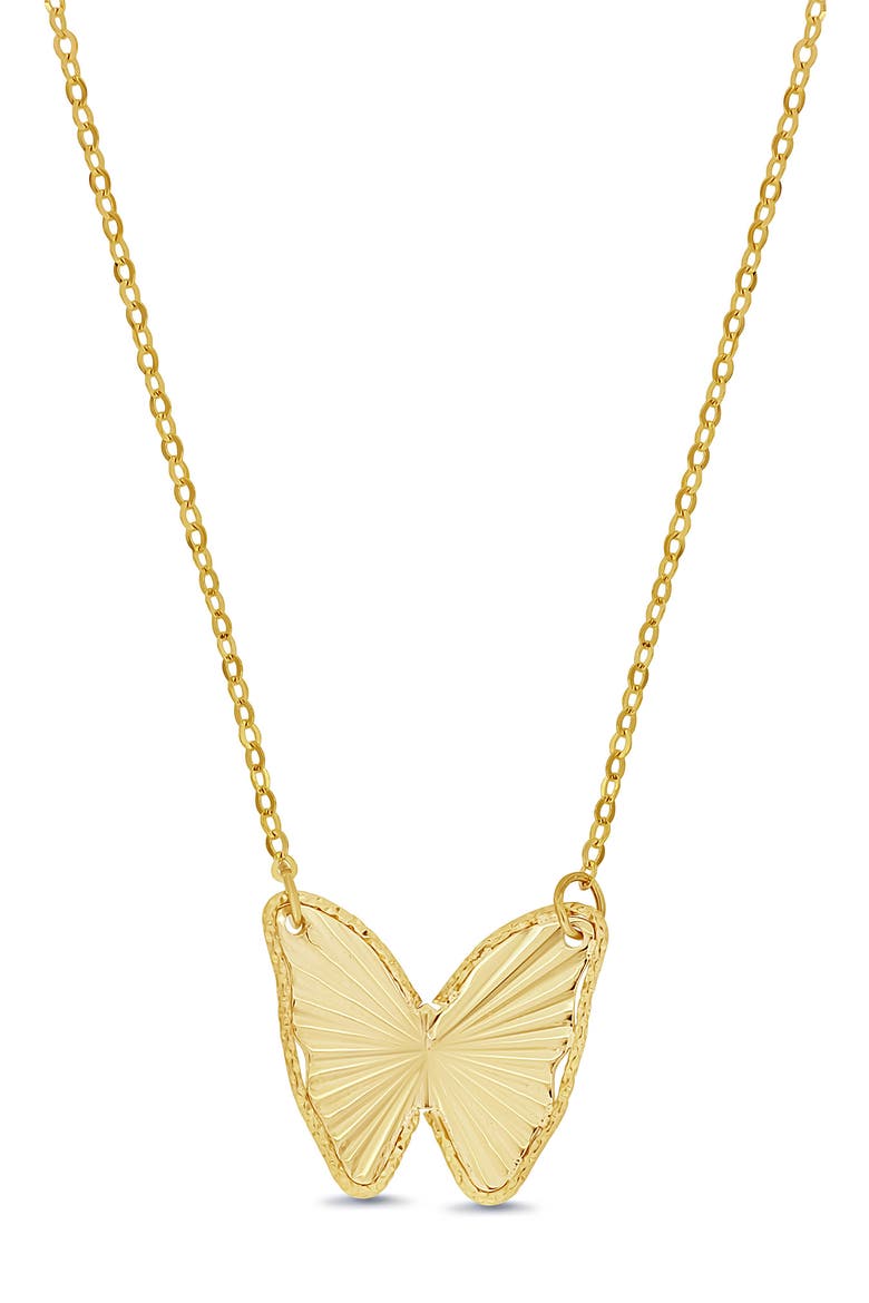 14K Yellow Gold Butterfly Pendant Necklace, Main, color, 14KY