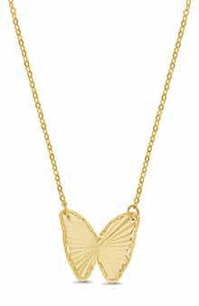 14K Yellow Gold Butterfly Pendant Necklace