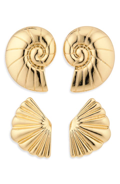 Set of 2 Shell Stud Earrings