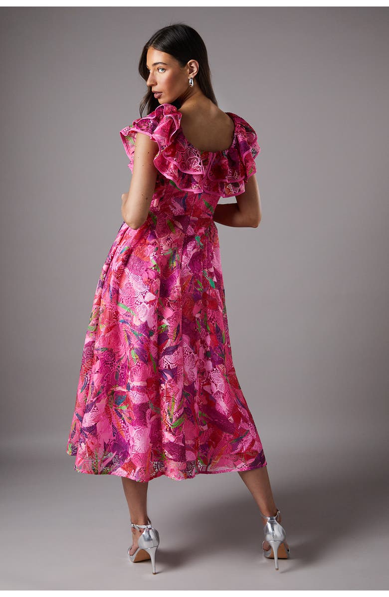 Coast Frill Sleeve Midi Dress, Alternate, color, Pink