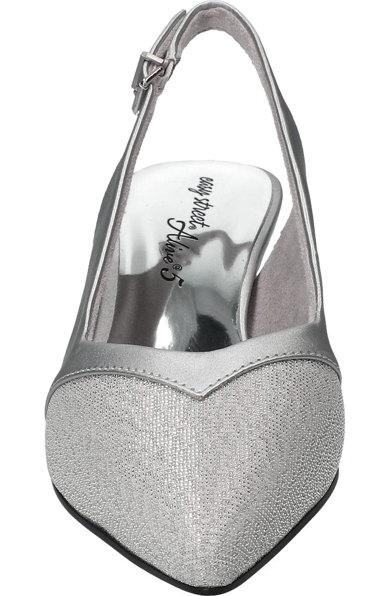 EASY STREET Vivid Kitten Heel Slingback Pump, Alternate, color, Silver Satin-Glitter