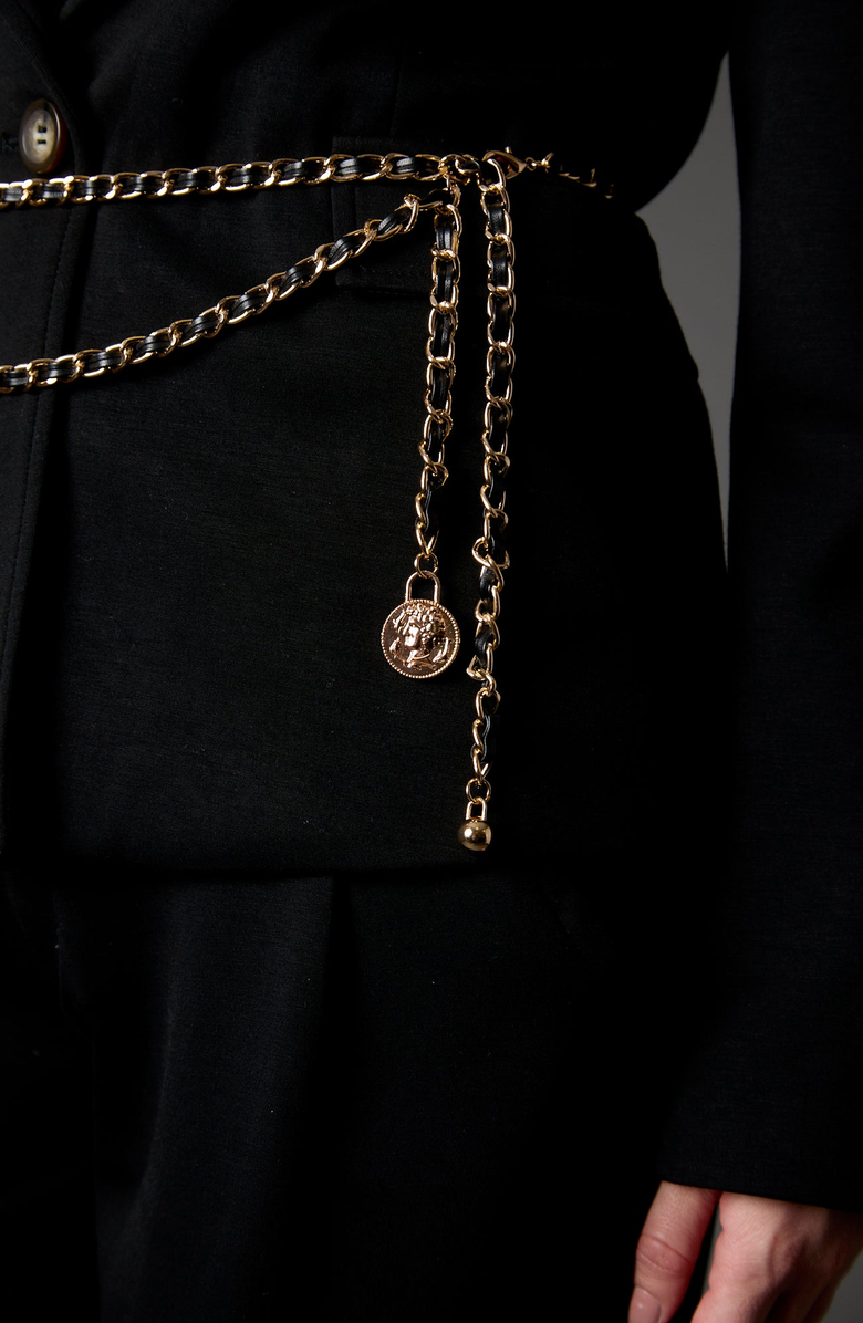 BLUE REVIVAL Taylor Belted Blazer in Black, Alternate, color, 