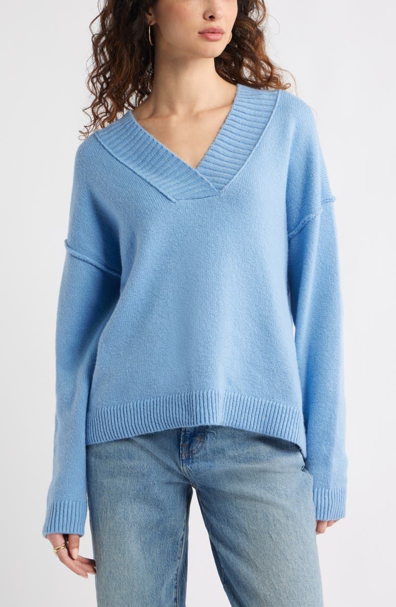 Treasure & Bond Slouchy V-Neck Sweater, Alternate, color, Blue Topsail