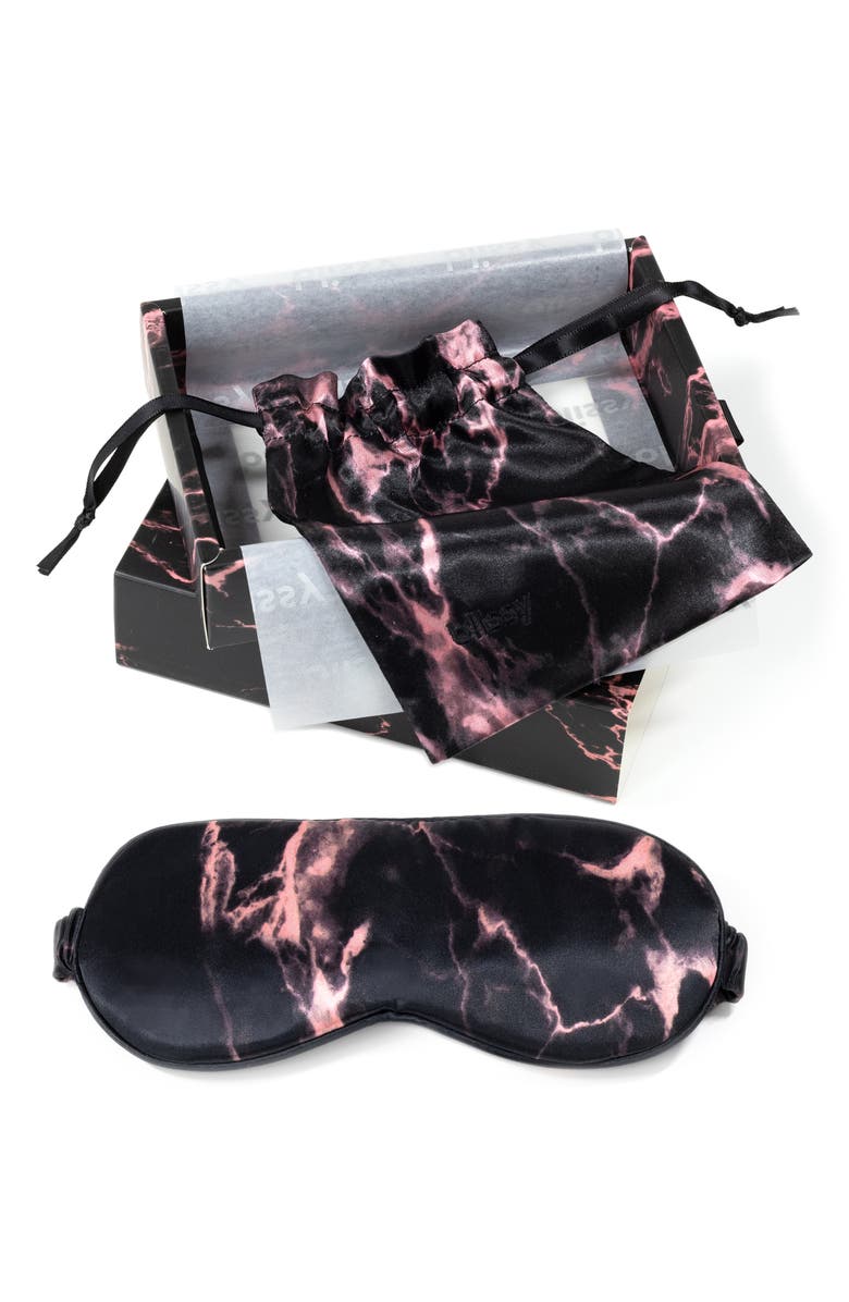 BLISSY Silk Sleep Mask, Alternate, color, Rose Black Marble