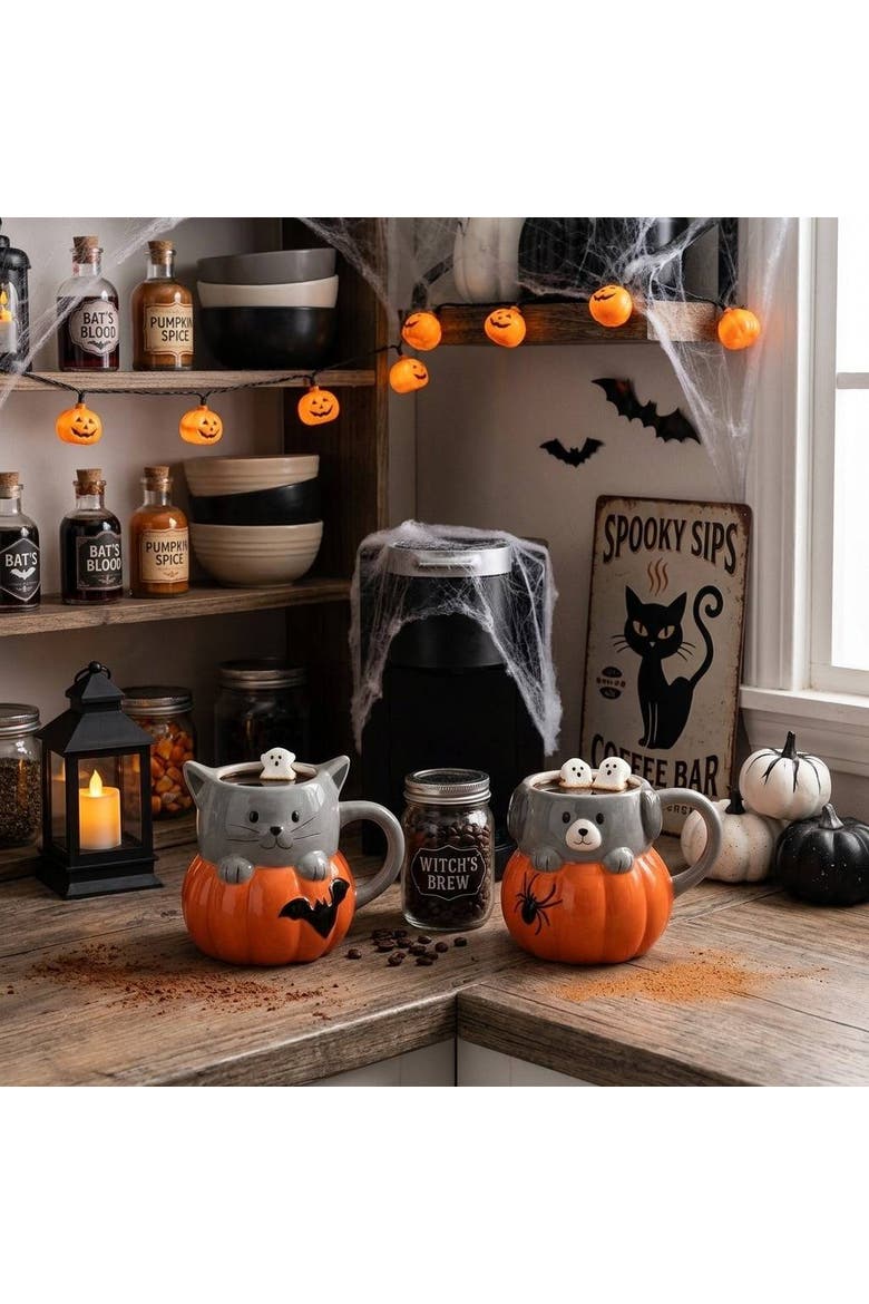 Cat Pumpkin Mug, Alternate, color, Gray