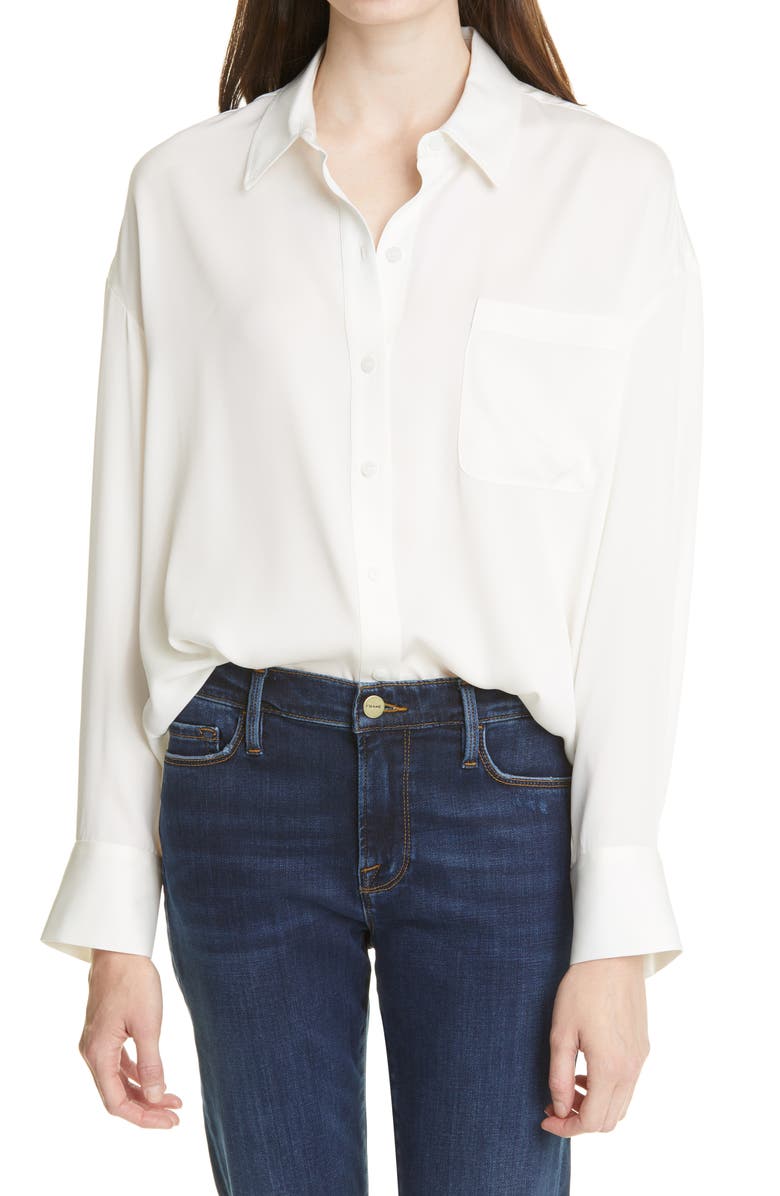 Nordstrom Signature Relaxed Stretch Silk Shirt, Main, color, 