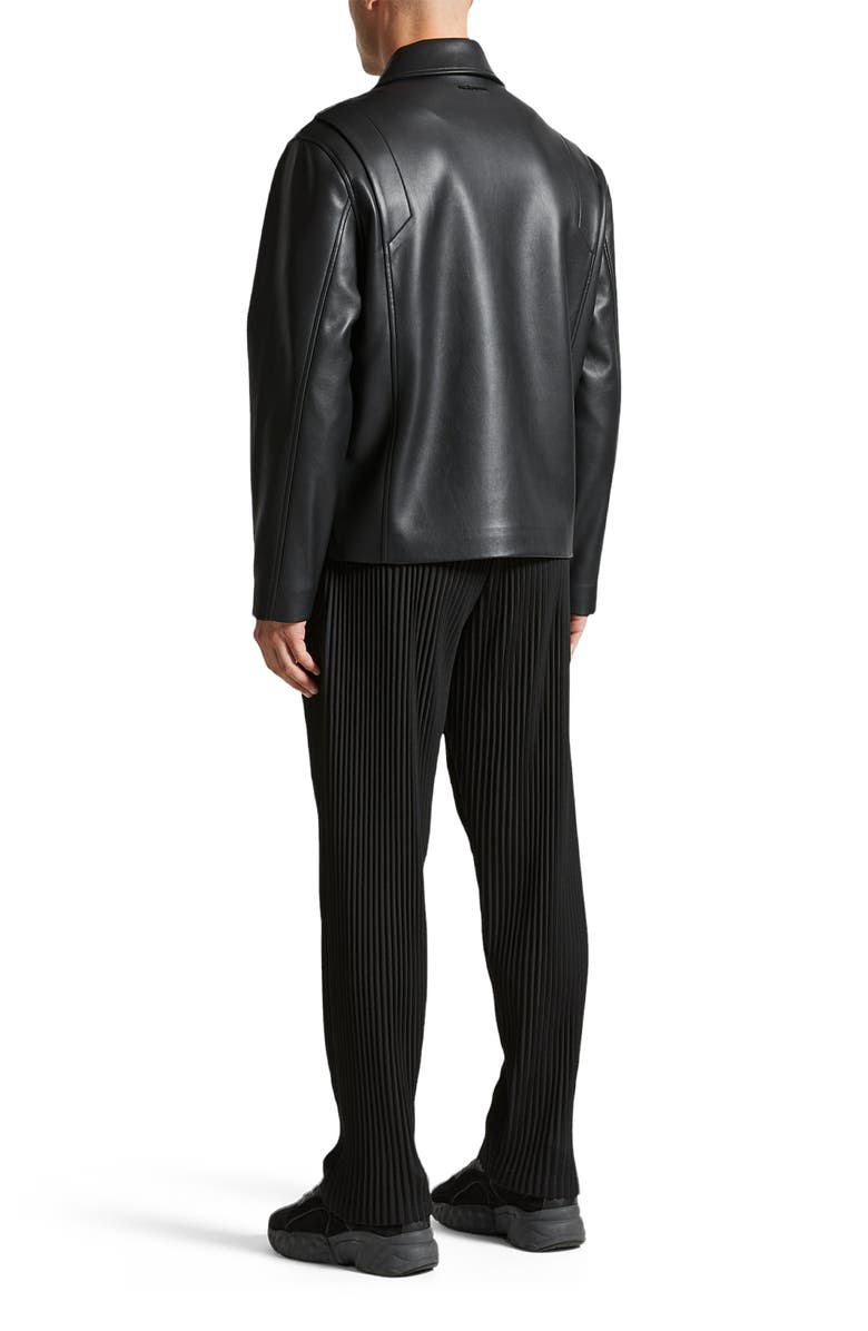 Manière De Voir Bernard Leather Minimal Boxy Jacket, Alternate, color, 
