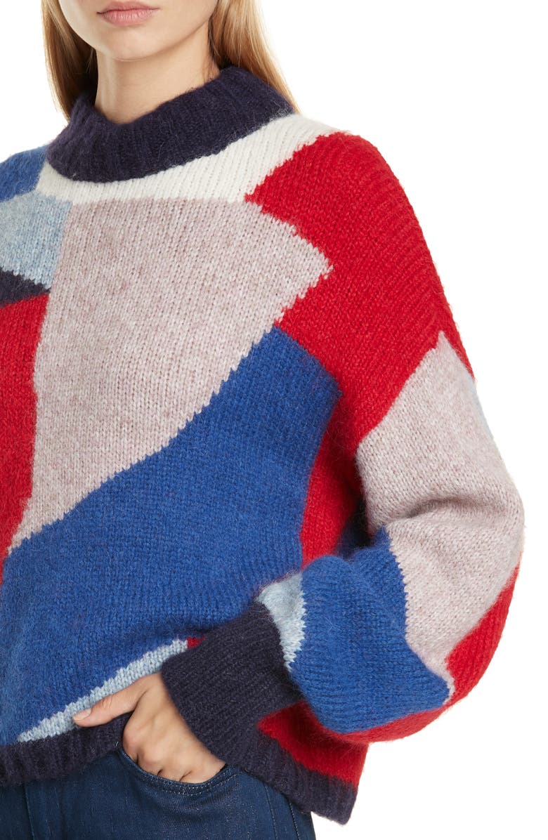 Eleven Six Caroline Colorblock Alpaca & Merino Wool Blend Sweater, Alternate, color, 