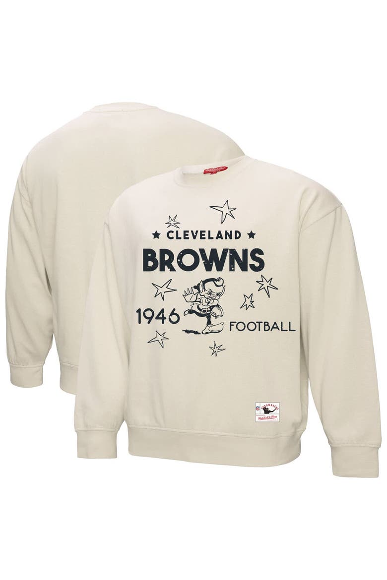 Women's Mitchell & Ness Cream Cleveland Browns Shooting Stars Pullover Sweatshirt, Main, color, Cream
