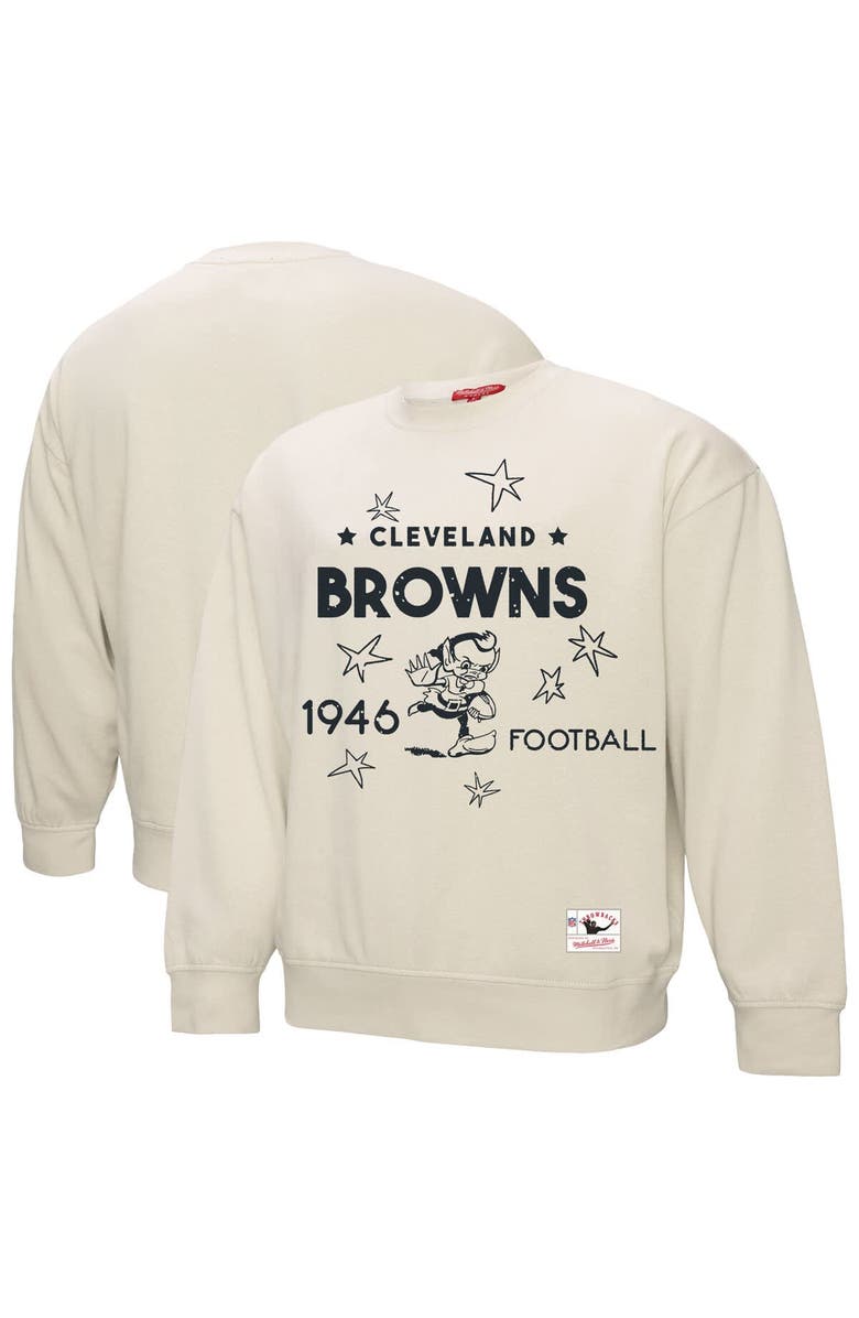 Mitchell & Ness Women's Mitchell & Ness Cream Cleveland Browns Shooting Stars Pullover Sweatshirt, Main, color, Cream
