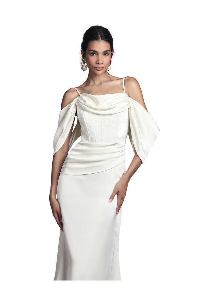 Cowl Neck Satin Maxi Dress, Alternate, color, Oyster