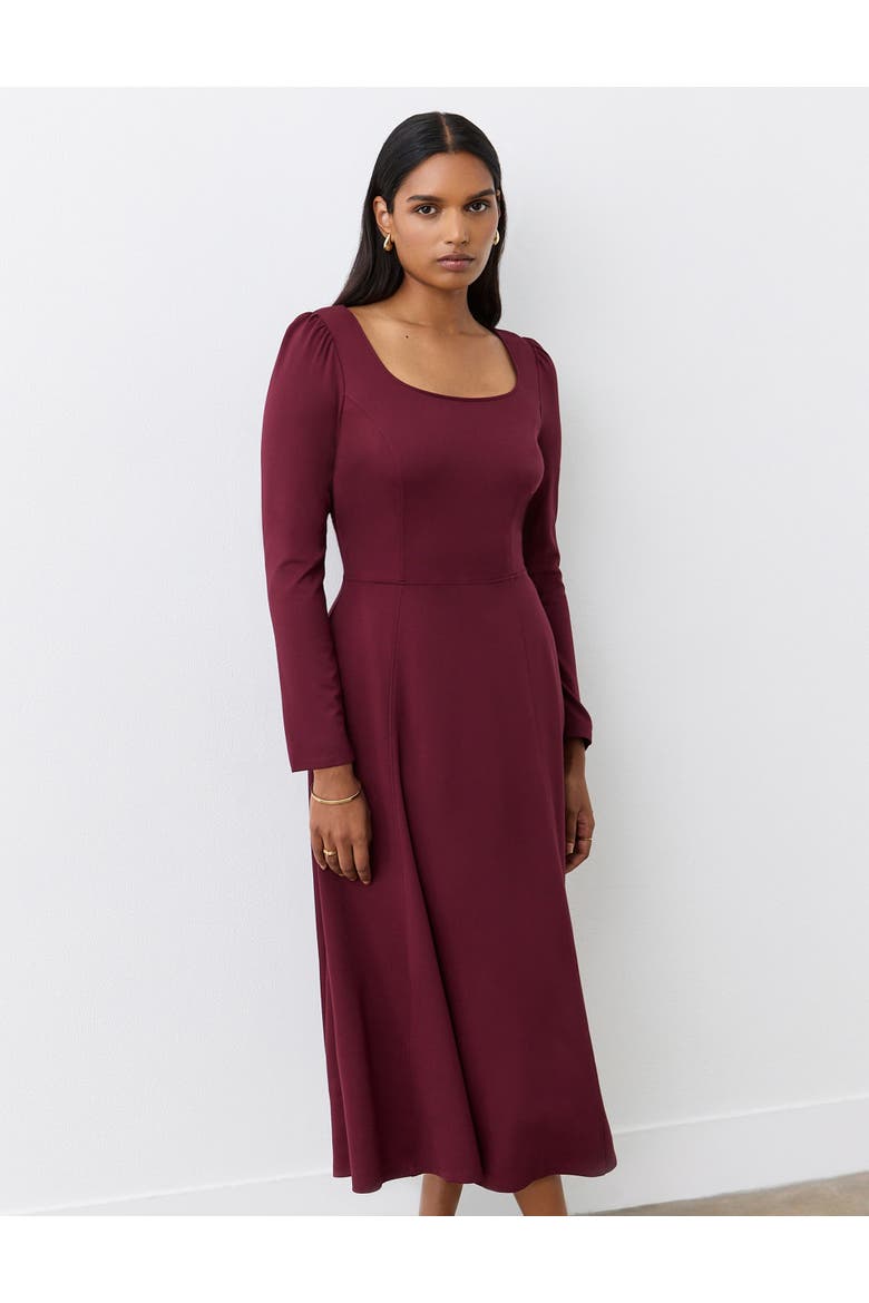 Kelly Ponte Jersey Midi Dress, Alternate, color, Burgundy
