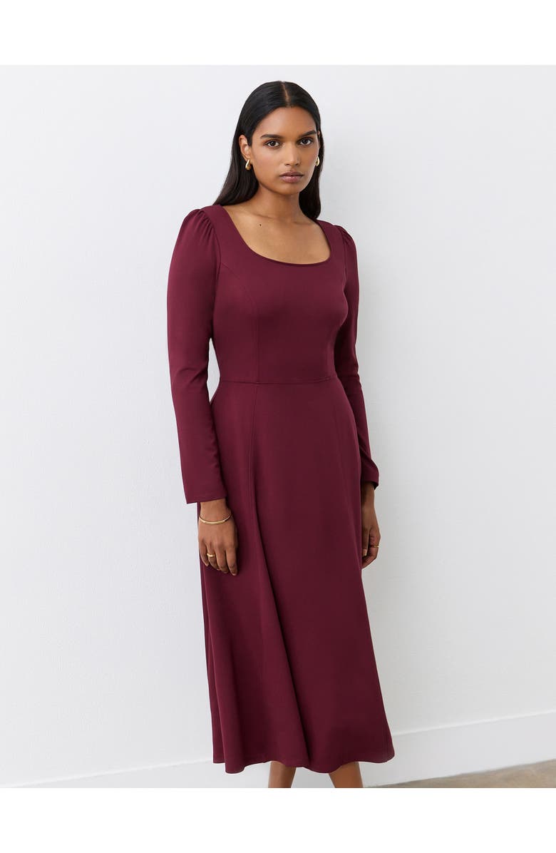 Finery London Kelly Ponte Jersey Midi Dress, Alternate, color, Burgundy