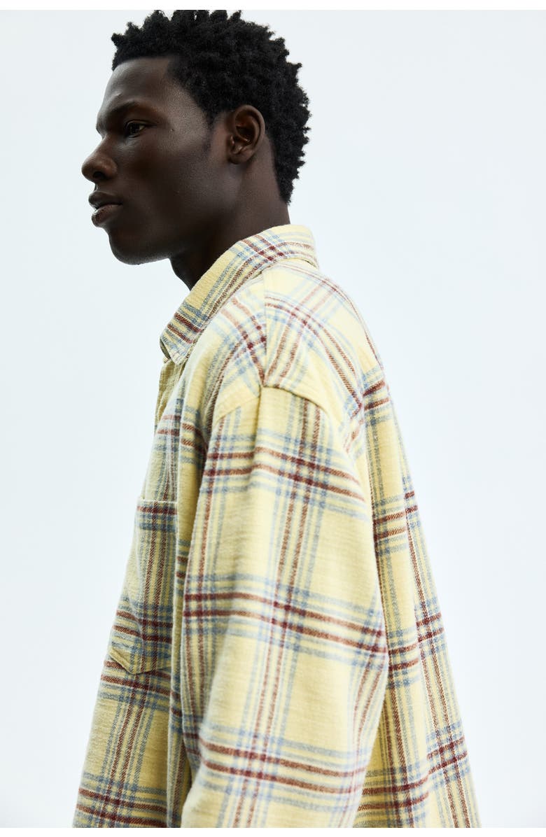 H&M Relaxed Fit Cotton Shirt, Alternate, color, Yellow/Plaid