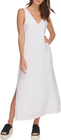 DKNY V-Neck Linen Maxi Dress | Nordstrom