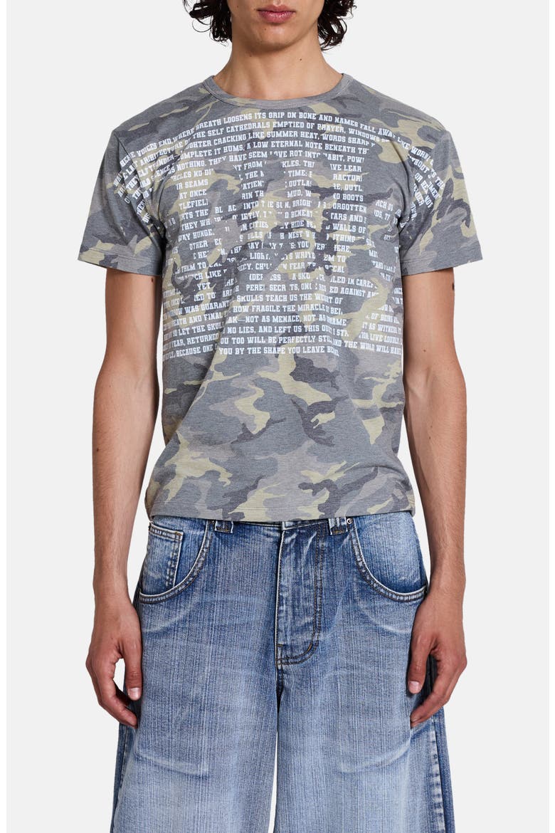 Skull Text Camo Print Graphic Ringer T-Shirt, Main, color, CAMO