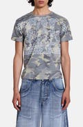 JADED LONDON Skull Text Camo Print Graphic Ringer T-Shirt