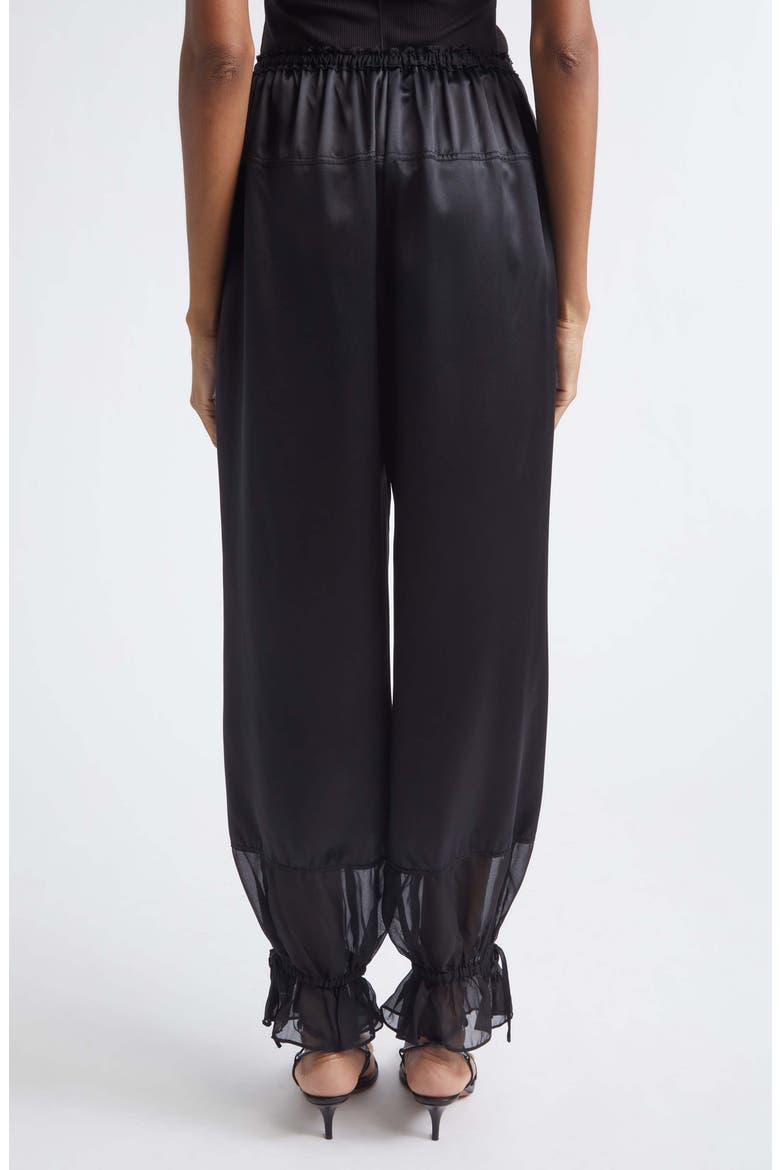 Camile Mixed Media Cinched Silk Pants, Alternate, color, NOIR